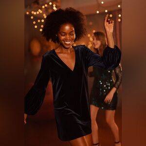 EUC Madewell Velvet Balloon-Sleeve Dress Size XL